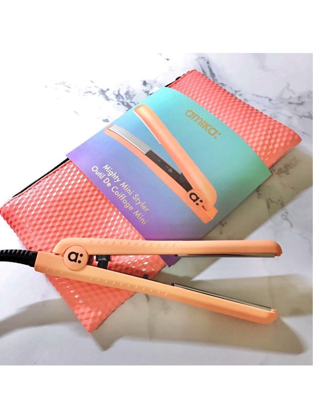 Amika Mighty Mini Styler Coral Pink Travel Kit Dual Voltage